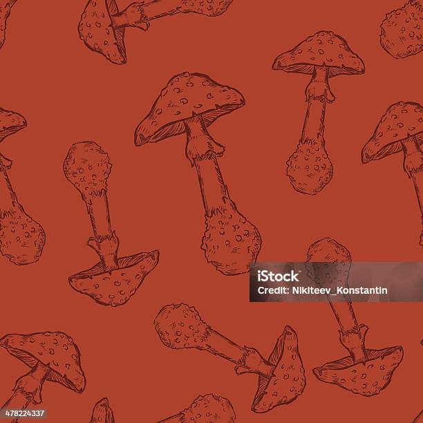 Vector Seamless Pattern Of Mushrooms Stock Illustration - Download Image Now - Abstract, Backgrounds, Color Image