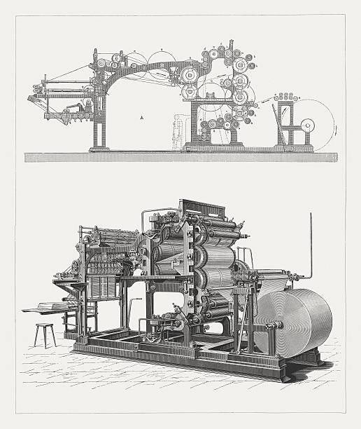 ilustrações de stock, clip art, desenhos animados e ícones de walter impressora, publicada em 1878 - printout industry printer workshop