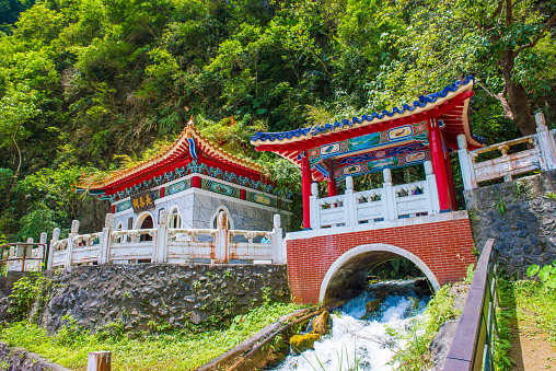 Eternal Spring Shrine (Changchun Shrine), major landmark in Taroko National Park in Taiwan.
