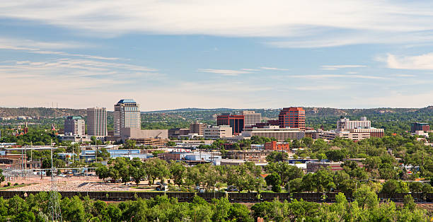 Downtown Colorado Springs in Summer The beautiful City of Colorado Springs in the middle of summer colorado springs photos stock pictures, royalty-free photos & images