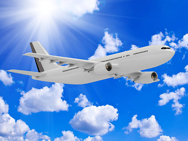 istock White passenger airliner flies under the bright sun 478228358