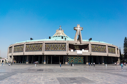 Mexico City, Mexico - March 2, 2015:  The new Basilica of Our Lady of Guadalupe in Mexico City, Mexico is one of the most important pilgrimage sites in all of Catholicism.