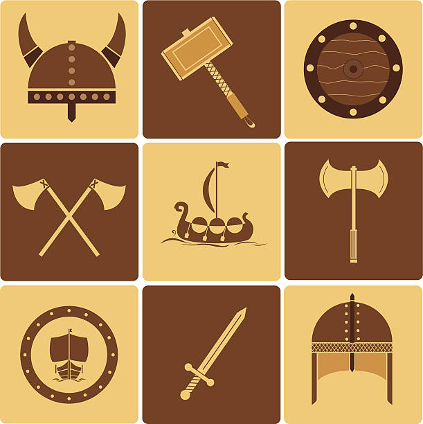 Ícones de Viking - ilustração de arte vetorial