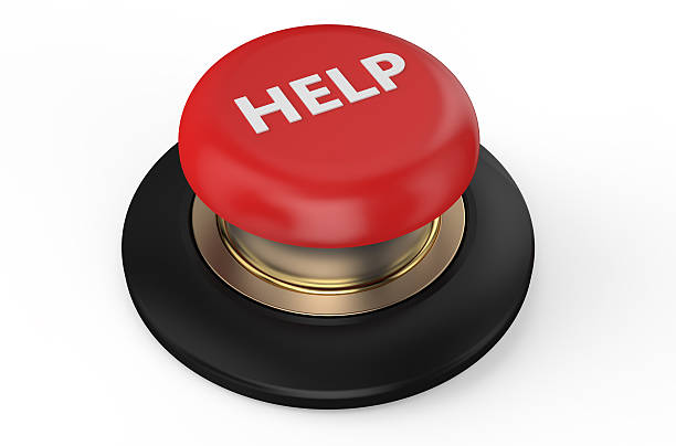 botón rojo de ayuda - botón de llamada fotografías e imágenes de stock