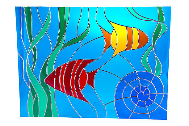 Seaweed and little fish - stained glass