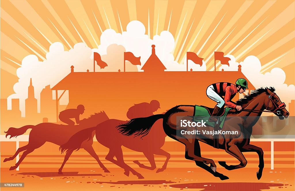 Leading Thoroughbreds in the Horse Race - Royalty-free At Yarışı Vector Art