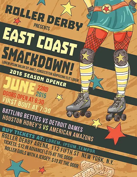 Vector illustration of Roller Derby Event Poster Template