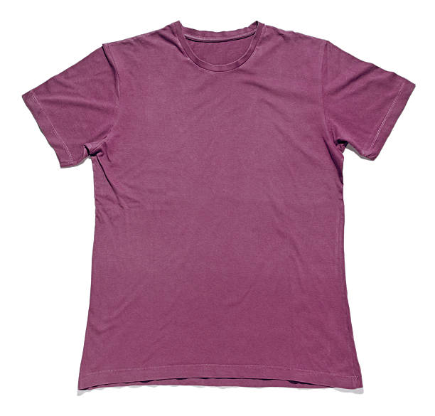 istock Short sleeved purple t-shirt on white 478248563
