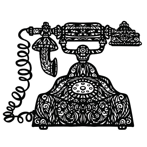 Vintage phone Vintage phone hand drawn illustration isolated on a white background - vector artwork rotary dial telephone cartoons stock illustrations