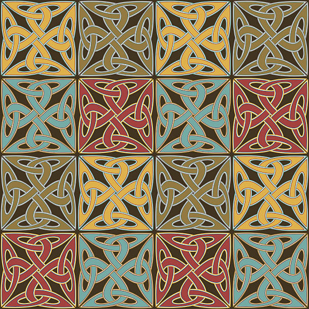 illustrations, cliparts, dessins animés et icônes de celtic carreaux (seamless noeud celtique tapisserie différences n ° 4 - tied knot celtic culture seamless pattern