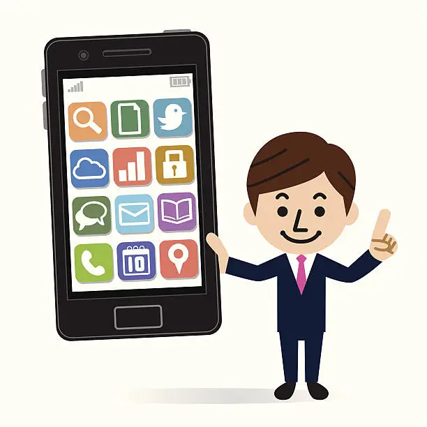 Vector illustration of Business people with smartphone