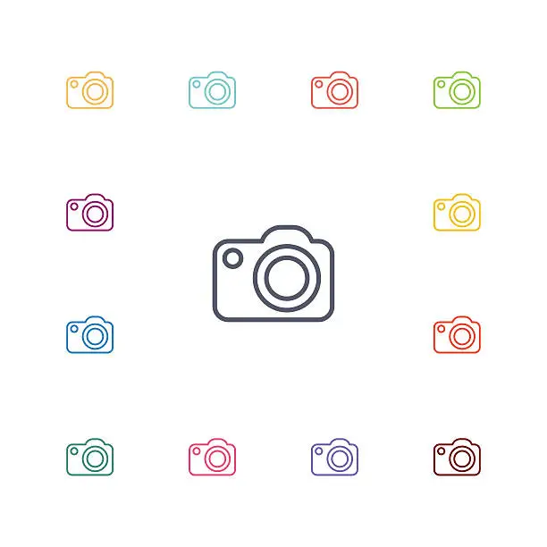 Vector illustration of photo camera flat icons set