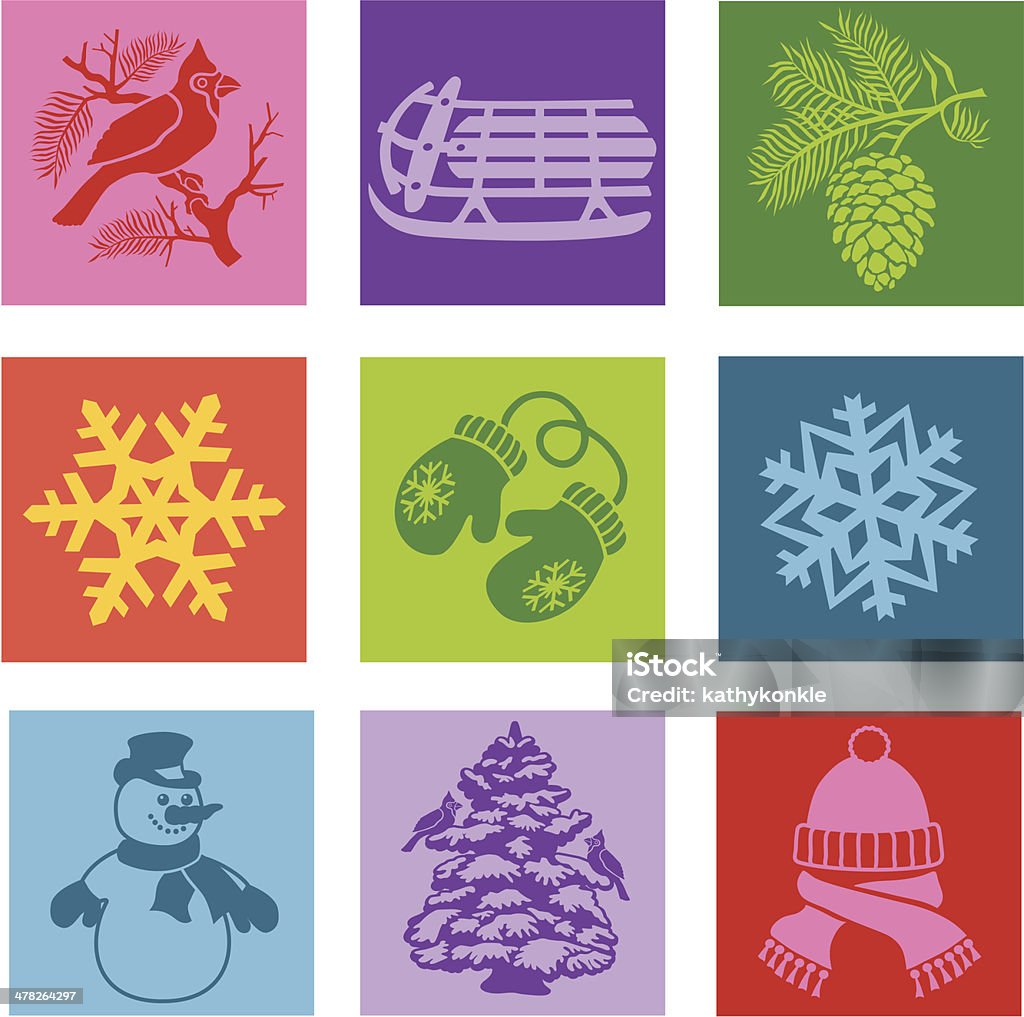 Icone di inverno - arte vettoriale royalty-free di Cappello