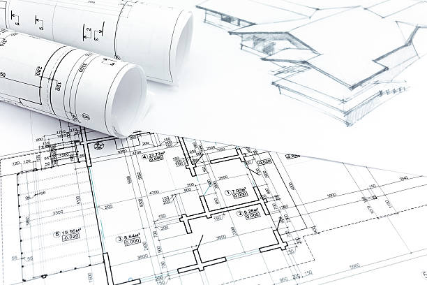 istock house drawing with with house plan blueprints 478265378