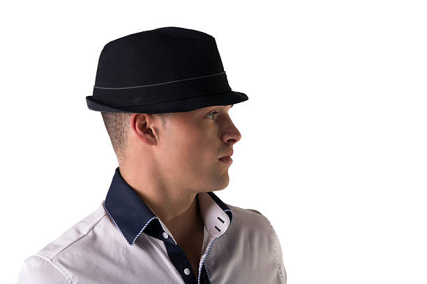 istock Profile view of attractive young man with fedora hat 478265709