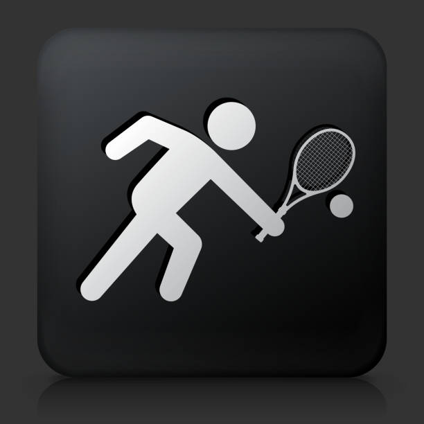 черный с квадратными пуговицами с теннис» - tennis tennis ball ball black background stock illustrations
