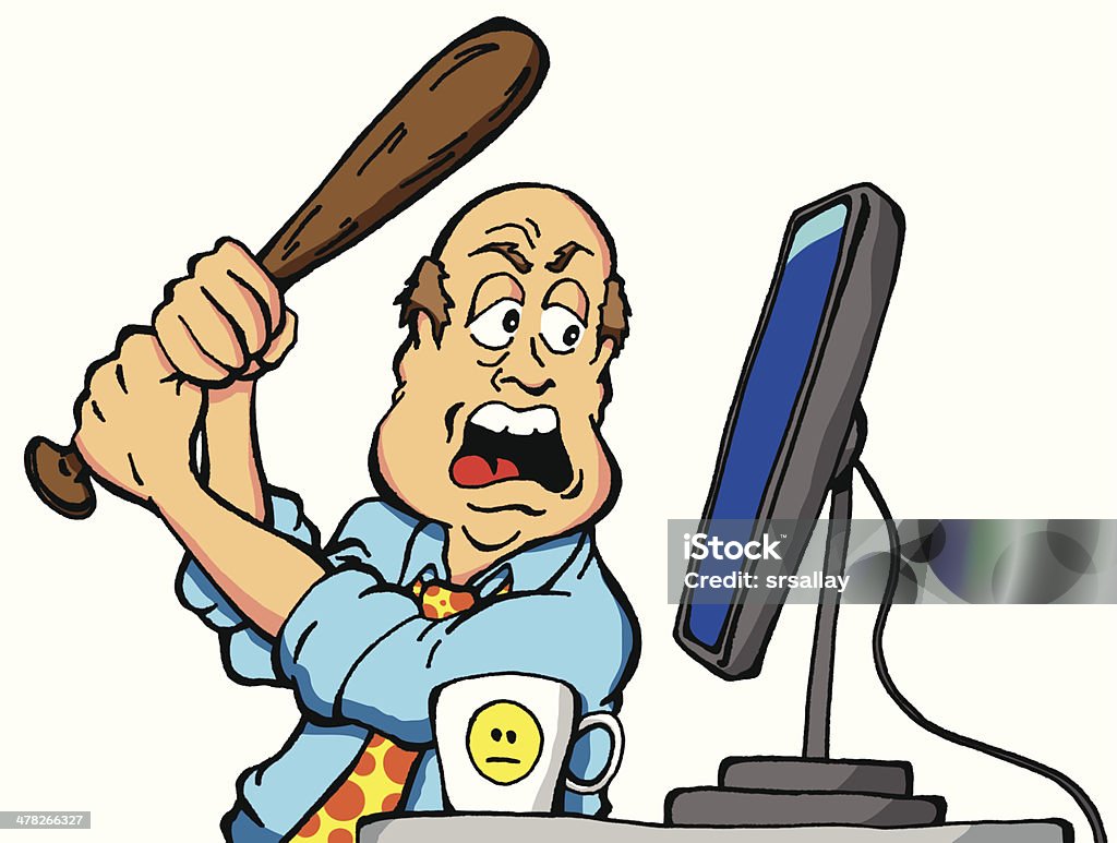 Angry Xcomouter Angry Computer User Stock Illustration - Download Image Now - Adult ...