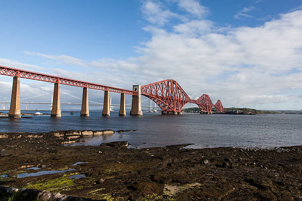 Forth Rail Bridge South Queensferry with the tide out
