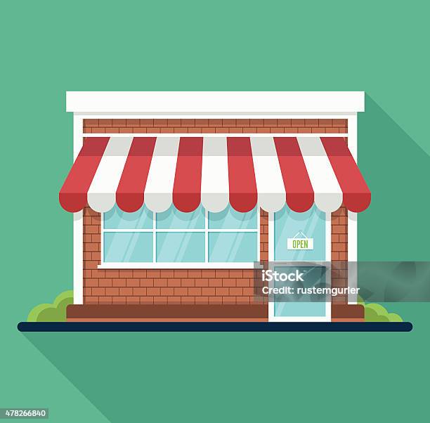 Store Stock Illustration - Download Image Now - 2015, Awning, Blank