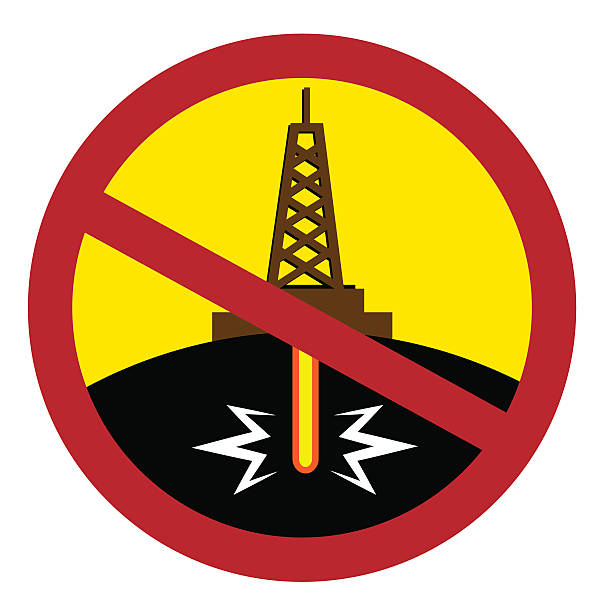 zatrzymaj szczelinowanie hydrauliczne - fracking oil rig industry exploration stock illustrations