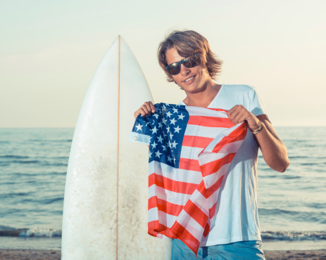 American Boy with Surf Board