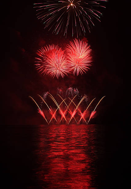 istock Colorful fireworks with reflection on lake. 478267000