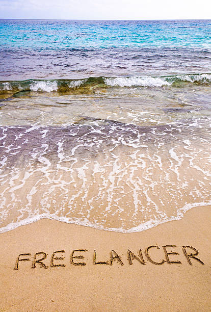 istock Word FREELANCER written in sand, on a beautiful beach 478268297