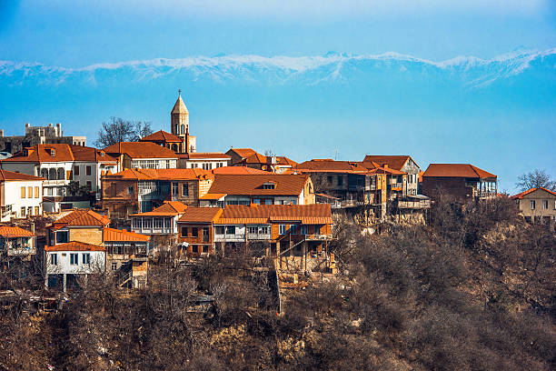 Sighnaghi View to Sighnaghi (Signagi) old town in Kakheti region, Georgia kakheti georgia stock pictures, royalty-free photos & images