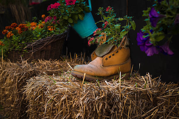istock flowers in a boot on the street 478268828