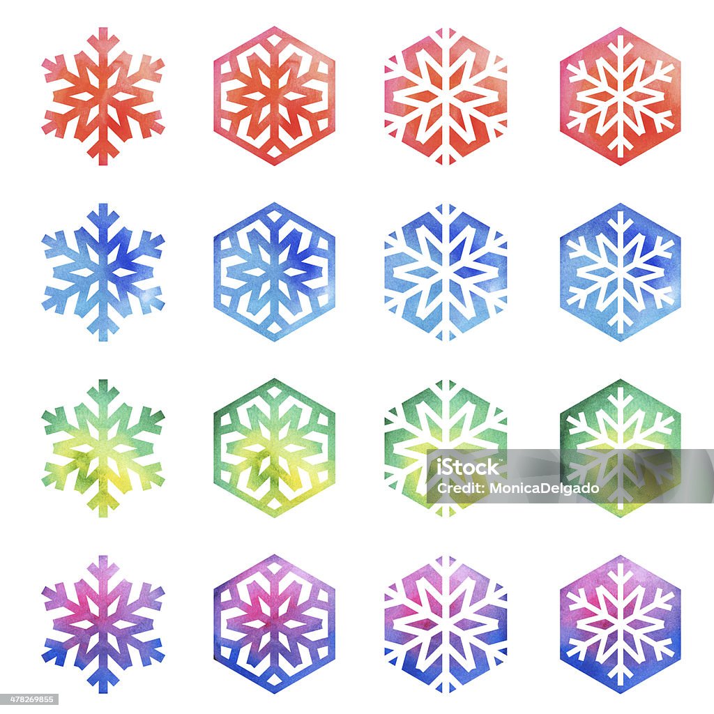 기하 색상화 Snowflakes - 로열티 프리 0명 스톡 사진