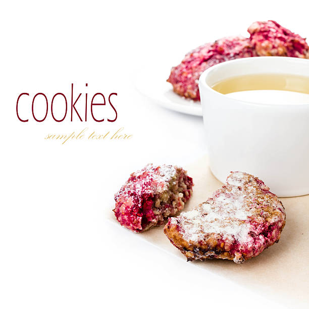 istock Homemade raspberries cookie with oatmeal and cup 478270515