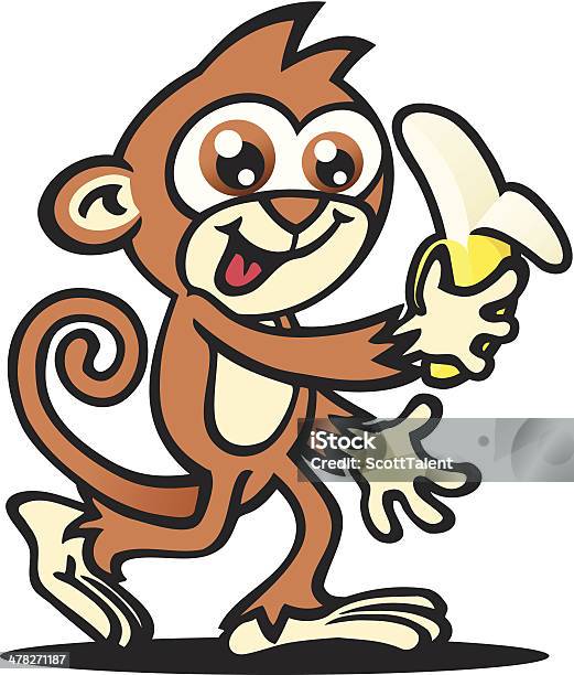Glücklich Monkey Stock Vektor Art und mehr Bilder von Aktivitäten und Sport - Aktivitäten und Sport, Banane, Bewegung