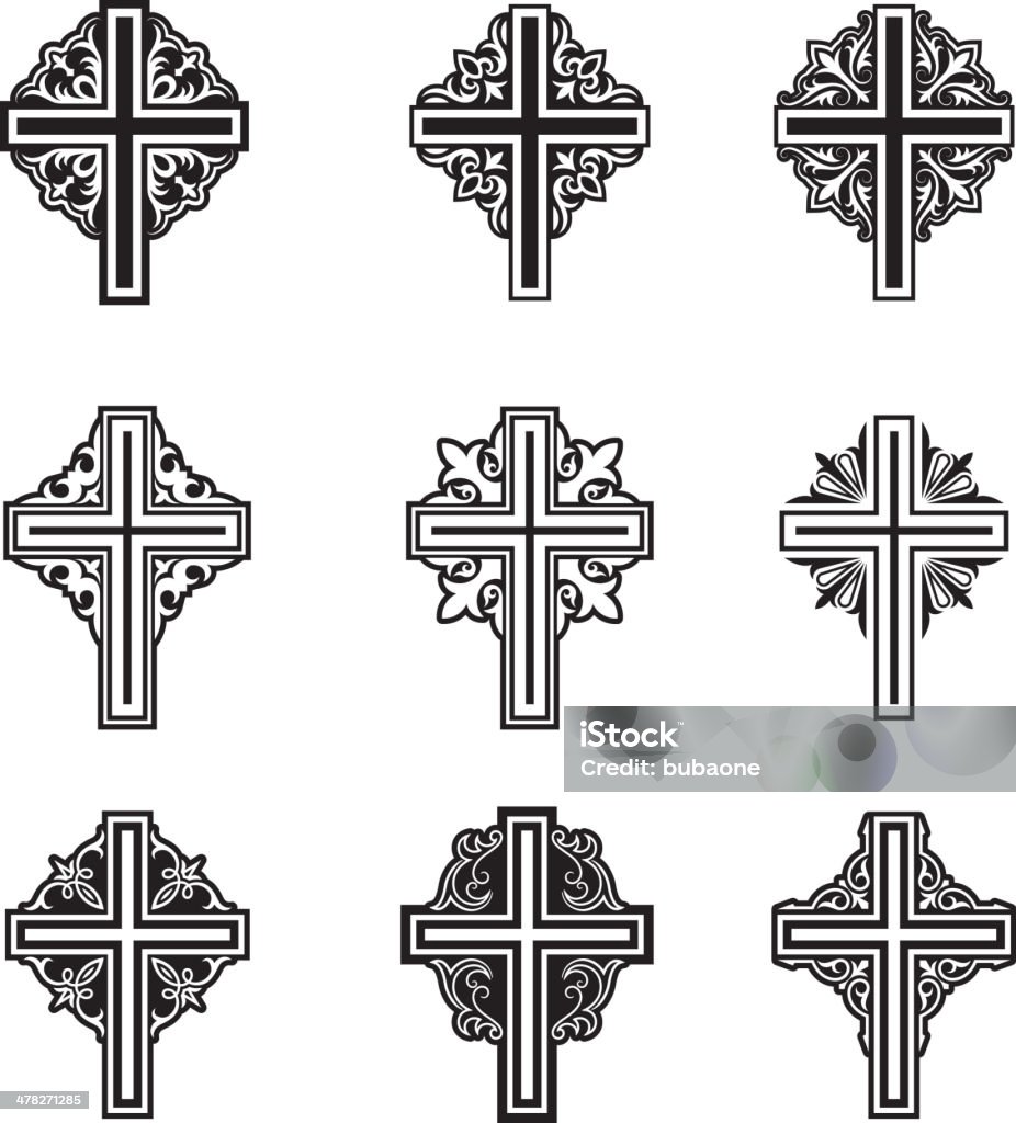 Christian Cross black and white royalty free vector icon set Christian Cross black and white icon set Catholicism stock vector