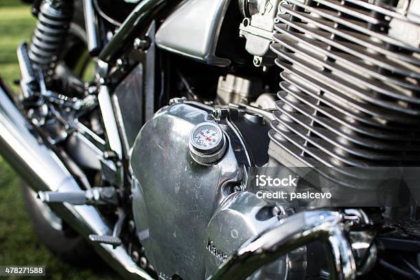 Kawasaki Motorcycle Parked In The Backyard Stock Photo - Download Image Now - 2015, Bicycle, Brake