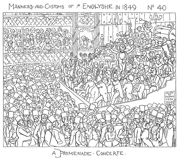 ilustrações, clipart, desenhos animados e ícones de promenade concert o drury lane teatro, 1849 - drury lane