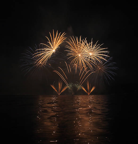 istock Colorful fireworks with reflection on lake. 478273298