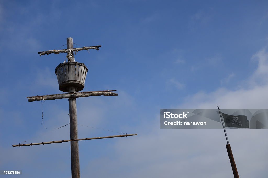 Pirate watchtower Skeleton in priate ship watch tower. Ghost Ship Stock Photo