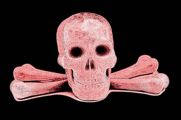 human skull with crossed bones isolated on black