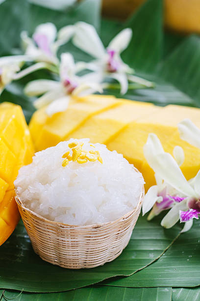 mango con riso - thai cuisine asian cuisine vertical close up foto e immagini stock