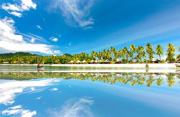 kohngai island at trang Thailand in the reflection stock photo