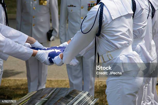 Military Funeral Close Up Folding Flag Stock Photo - Download Image Now - American Flag, Arlington National Cemetery, Cemetery