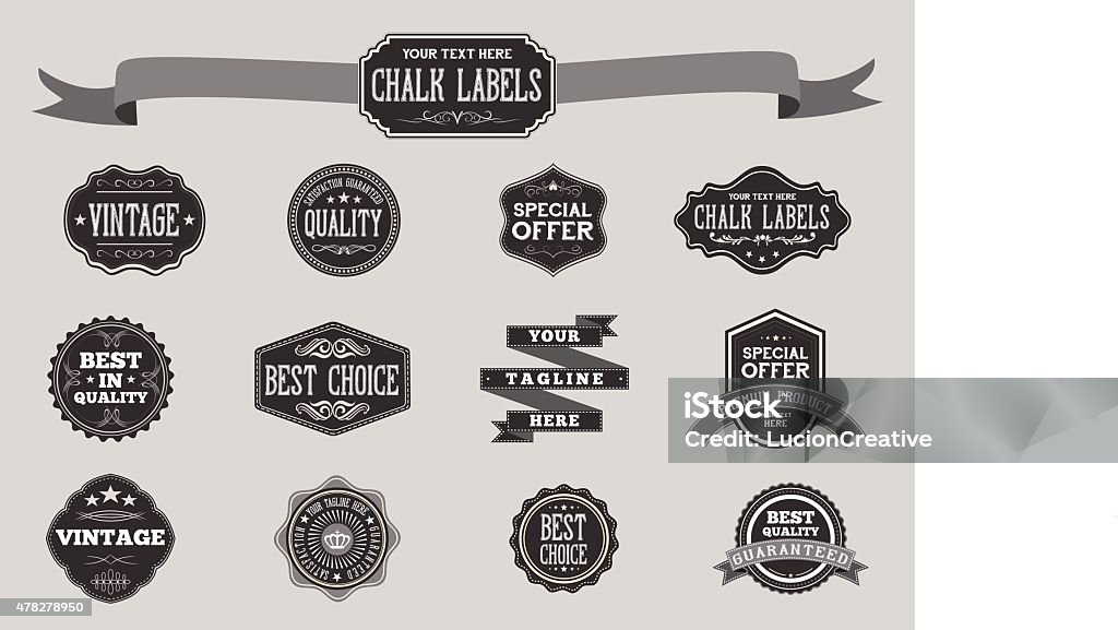 Chalk Badge Labels Stock Illustration - Download Image Now - 2015, Badge,  Illustration - iStock