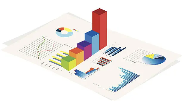 Vector illustration of business performance graphs