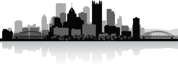 Pittsburgh Pennsylvania City skyline silhouette. Vector illustration