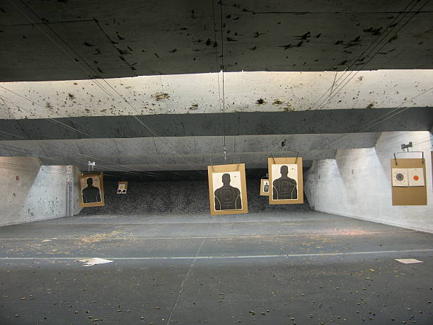 Indoor Shooting Range Targets stock photo