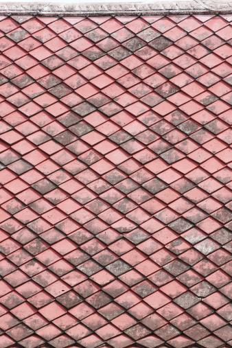 Red old Tiles roof in The Temple of Thailand.