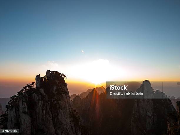 Giallo Mountain - Fotografie stock e altre immagini di Alba - Crepuscolo - Alba - Crepuscolo, Albero, Ambientazione esterna