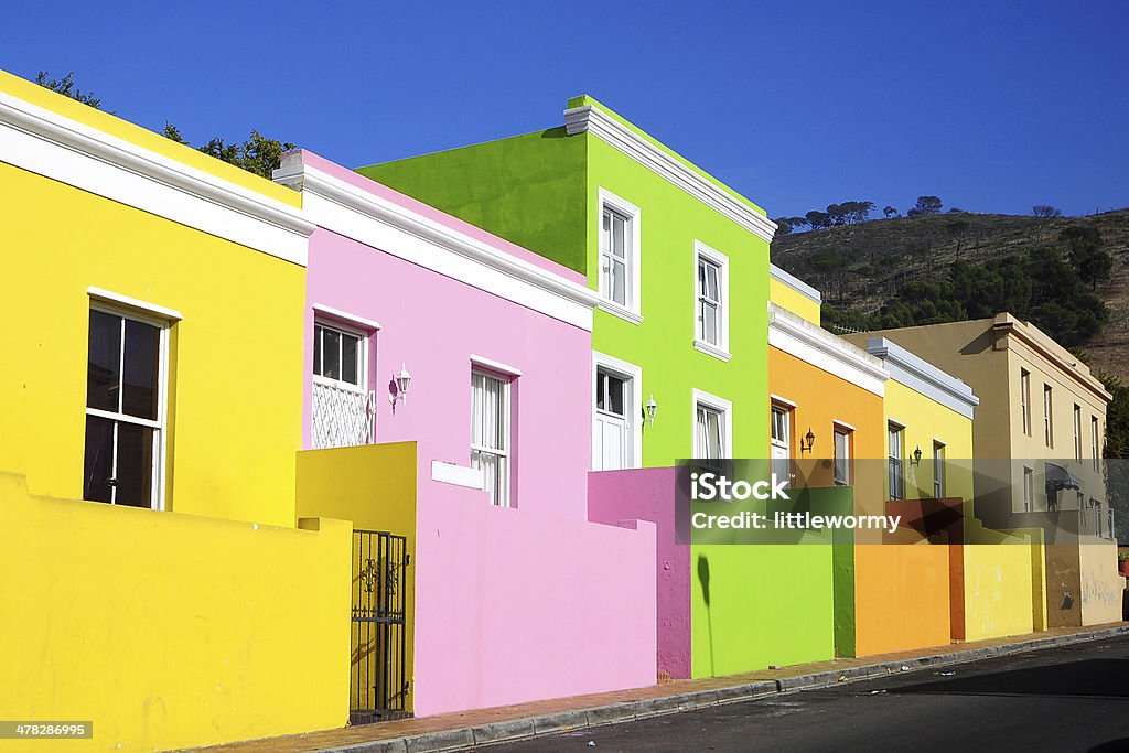 Colorful houses in Old Malay Quarter Colorful housed in Bo-Kaap, Malay Quarter, Cape Town Malay Quarter Stock Photo