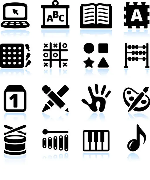 Vector illustration of Early education Black & White royalty free vector icon set