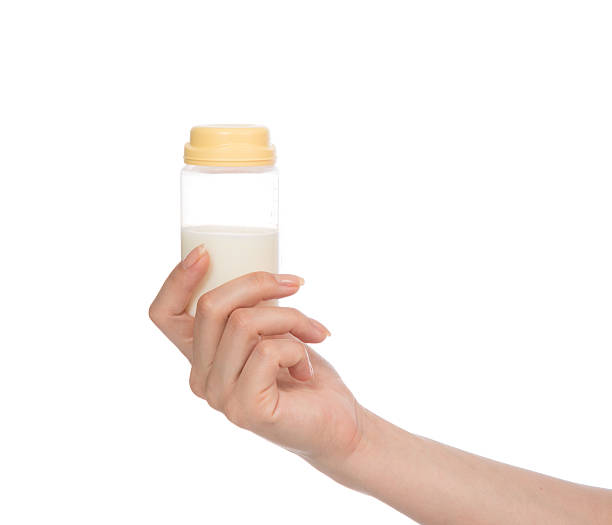 dziecko dziecka piersią pojemnik z butelki mleka - mleko z piersi zdjęcia i obrazy z banku zdjęć